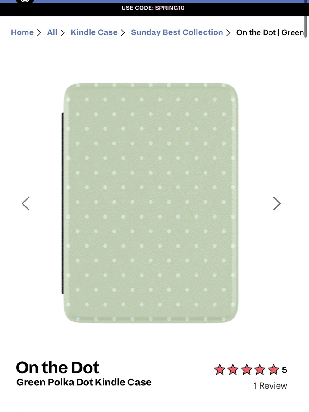 Casely Green Polka Dot Kindle Case